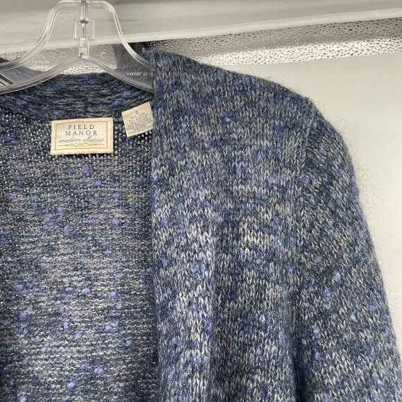 Field Manor Womens Wool Blend Knit Cardigan Open Front Blue/Gray Size Small - Picture 4 of 8